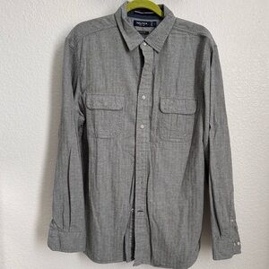 NAUTICA | Classic Fit Cotton Long Sleeve Button Down Gray Shirt